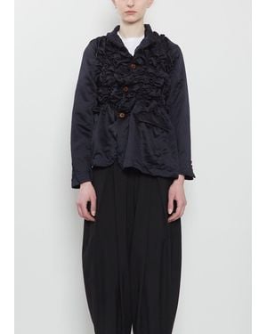 Comme des Garçons Satin Tech Asymmretic Ruched Blazer - Blue