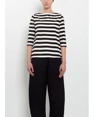 Apuntob Cotton Striped Jersey 3/4 Sleeve Tee - Blue