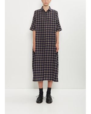 Apuntob Wool Check Shirt Dress - Blue
