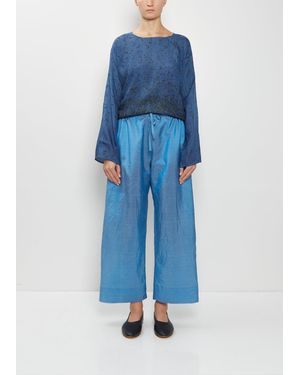 Dosa Wide Leg Silk Satin Pants - Blue