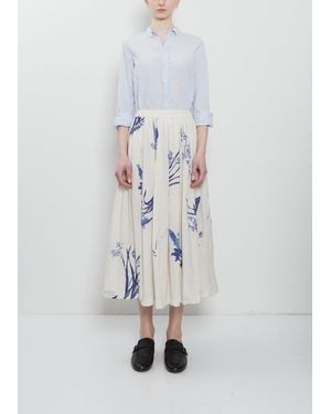 Pas De Calais Japonism Flower Print Skirt - White