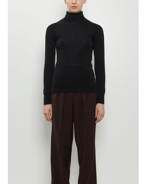 Margaret Howell Ribbed Wool High Neck Jumper - Black