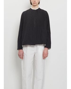 Apuntob Crinkle Cotton Tech Poplin Ruffle Trim Jacket - Black