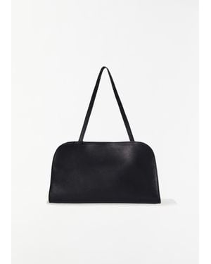 The Row Peggy Saddle Leather Clutch - Black