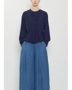 Pas De Calais Organic Cotton Pintucks Blouse - Blue