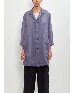 Y's Yohji Yamamoto Flax Sheer 3/4 Sleeve Jacket - Blue