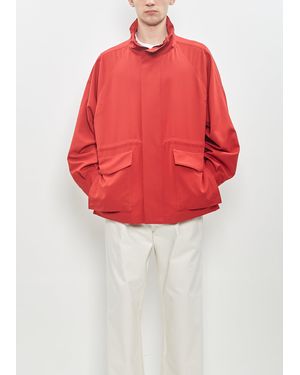 AURALEE Wool Max Canvas High Neck Zip Blouson - Red