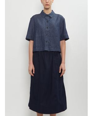 MHL by Margaret Howell Cotton Linen Cropped Uniform Shirt - Blue