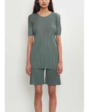 Pleats Please Issey Miyake Short Sleeve Tunic Top - Green