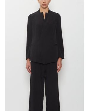 Y's Yohji Yamamoto Crepe Stand Collar Jacket - Black