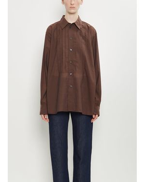 6397 Frank Pleated Cotton Shirt - Brown