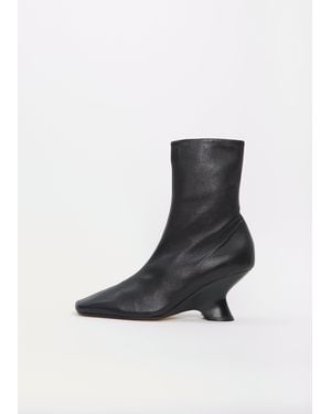 Dries Van Noten Heeled Leather Ankle Boot - Black