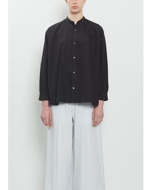 Arts & Science Band Collar Simple Cotton Shirt - Black