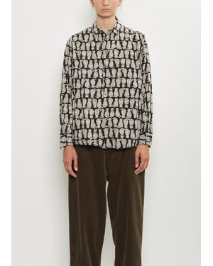 Pas De Calais Cat Patrol Print Cotton Shirt - White