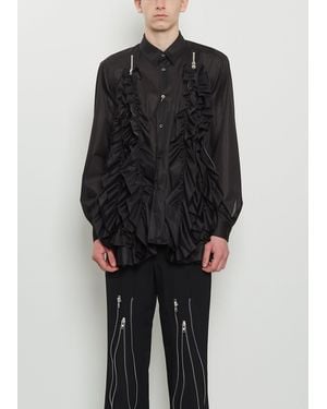 Comme des Garçons Poly Double Ruffle Zip Shirt - Black