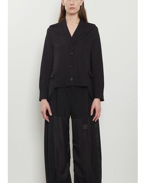 Sacai Wool Suiting X Cotton Knit Cardigan - Black