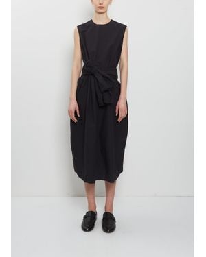 Scha Sleeve Scarf Paper Cotton Sleeveless Dress - Black