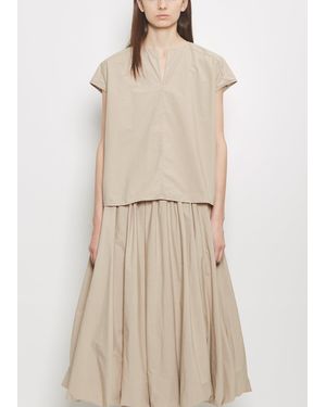 Apuntob Cotton Popeline V-neck Top - Natural