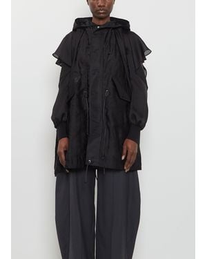 Sacai Hooded Quilted Satin Vest - Black