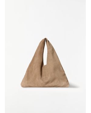 The Row Small Suede Bindle - Natural
