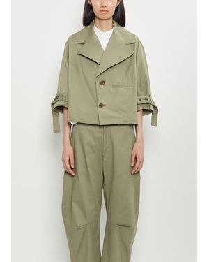 Y's Yohji Yamamoto Cotton Wide Collar Cropped Jacket - Green