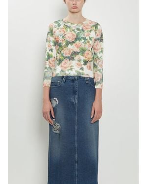 Simone Rocha Shrunked Floral Knit Sweater - Blue