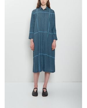 Minä Perhonen Stick Slash Silk Cotton Dress - Blue