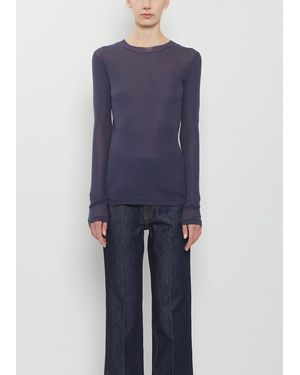 AURALEE Super High Gauge Sheer Rib L/s Tee - Blue