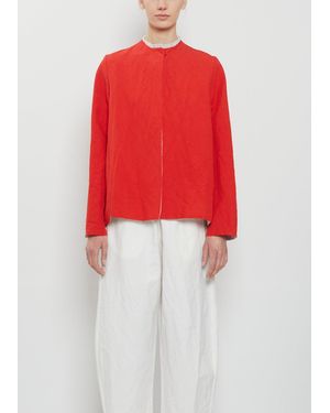 Apuntob Ruche Collar Linen Jacket - Red