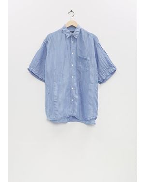 Comme des Garçons Washed Stripe Short Sleeve Shirt - Blue