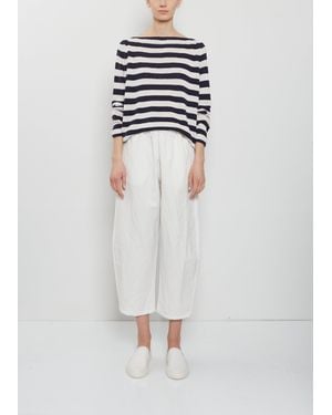 Apuntob Cotton Linen Curved Trousers - White