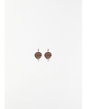 MIRIAM STELLA Smoky Quartz Earrings With Diamonds - White