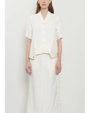 Sacai Denim X Knit Short Sleeve Cardigan - White
