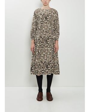 Minä Perhonen Kivi Long Sleeve Silk Cotton Dress - Natural