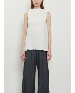 Dusan Linen Crepe Asymmetric Top - White