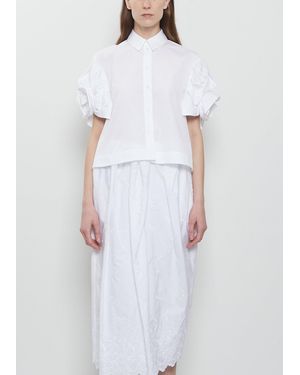 Simone Rocha Rose Puff Sleeve Cotton Shirt - White