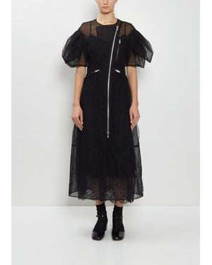 Simone Rocha Petal Sleeve Sheer Tulle Biker Dress - Black