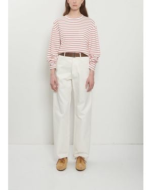 Plan C Belt Cotton Drill Trousers - White