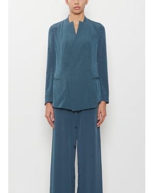 Y's Yohji Yamamoto Crepe Stand Collar Jacket - Blue