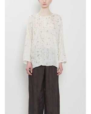 Dosa Temple Blessings Silk Tunisian Top - White
