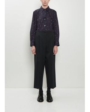 Margaret Howell Pleated Front Wool Cotton Trousers - Blue