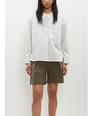 Margaret Howell Collarless Cotton-silk Shirt - White