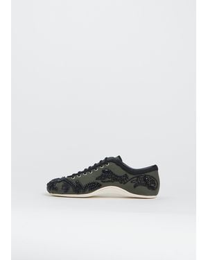 Dries Van Noten Embroidered Lace-up Trainer - White