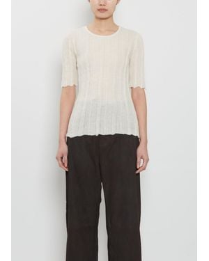 Lauren Manoogian Plisse Alpaca Silk Tee - White