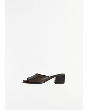 Lemaire Square Heeled Leather Mules - White