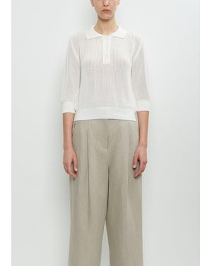 Margaret Howell Cotton Cashmere Pointelle Polo Shirt - White