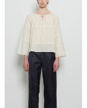 Dosa Fine Khadi Cotton Peasant Blouse - White