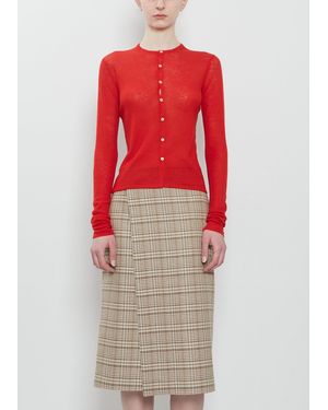 AURALEE Sheer Cashmere Knit Cardigan - Red