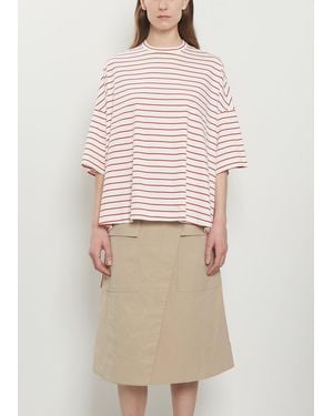 Plan C Striped Cotton Jersey Short Sleeve T-shirt - Natural