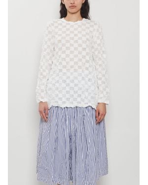 Comme des Garçons Raschel Check Lace Top - White